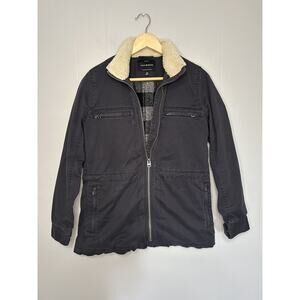 Lucky Brand Mens Flannel Lined Sherpa Neckline Field Utility Jacket SZ S
